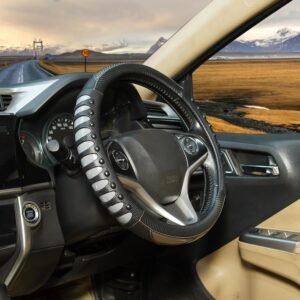 BLACKBIRD Anti Slip Car Steering Wheel Cover - Grey Sporty Grip (O-Type, 38cm / 15 inch) - Image 7