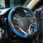 BLACKBIRD Faux Leather Steering Wheel Cover - Anti Skid Grip (Blue, 38cm / 15 inch) - Image 8