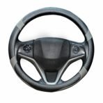 BLACKBIRD Faux Leather Steering Wheel Cover - Anti Skid Grip (Grey, 38cm / 15 inch)