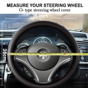 BLACKBIRD Faux Leather Steering Wheel Cover - Anti Skid Grip (Blue, 36cm / 14 inch) - Image 7