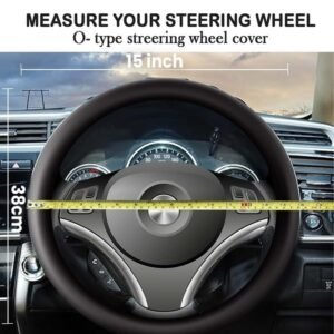 BLACKBIRD Anti Slip Car Steering Wheel Cover - Grey Sporty Grip (O-Type, 38cm / 15 inch) - Image 6