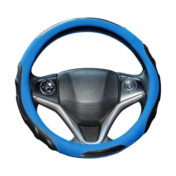 BLACKBIRD Anti Slip Car Steering Wheel Cover - Blue Sporty Grip (O-Type, 38cm / 15 inch)