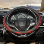 BLACKBIRD Anti Slip Car Steering Wheel Cover - Red & Black Sporty Grip (O-Type, 38cm / 15 inch) - Image 3