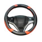 BLACKBIRD Faux Leather Steering Wheel Cover - Anti Skid Grip (Orange, 38cm / 15 inch)