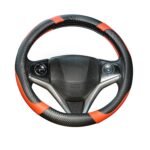 BLACKBIRD Faux Leather Steering Wheel Cover - Anti Skid Grip (Orange, 38cm / 15 inch)