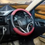 BLACKBIRD Faux Leather Steering Wheel Cover - Anti Skid Grip (Maroon, 38cm / 15 inch) - Image 2