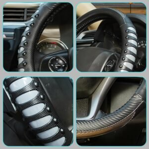 BLACKBIRD Anti Slip Car Steering Wheel Cover - Grey Sporty Grip (O-Type, 38cm / 15 inch) - Image 3