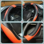BLACKBIRD Faux Leather Steering Cover – Orange, 38cm - Image 4