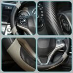 BLACKBIRD Faux Leather Steering Wheel Cover - Anti Skid Grip (Grey, 38cm / 15 inch) - Image 3