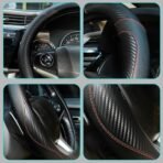 BLACKBIRD Faux Leather Car Steering Wheel Cover Universal All Cars (Black) (Medium O-Type, 38cm / 15 inch) - Image 3
