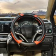 BLACKBIRD Faux Leather Steering Cover – Orange, 38cm - Image 2