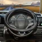 BLACKBIRD Faux Leather Car Steering Wheel Cover Universal All Cars (Black) (Medium O-Type, 38cm / 15 inch) - Image 4