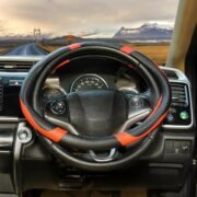 BLACKBIRD Faux Leather Steering Cover – Orange, 38cm - Image 5