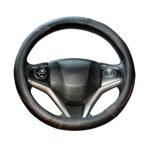 BLACKBIRD Faux Leather Car Steering Wheel Cover Universal All Cars (Black) (Medium O-Type, 38cm / 15 inch)