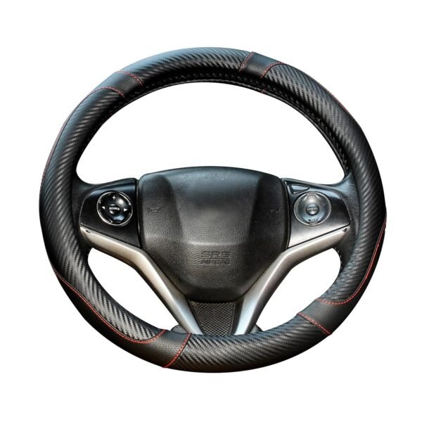 BLACKBIRD Faux Leather Steering Wheel Cover - Anti Skid Grip (Black, 36cm / 14 inch)