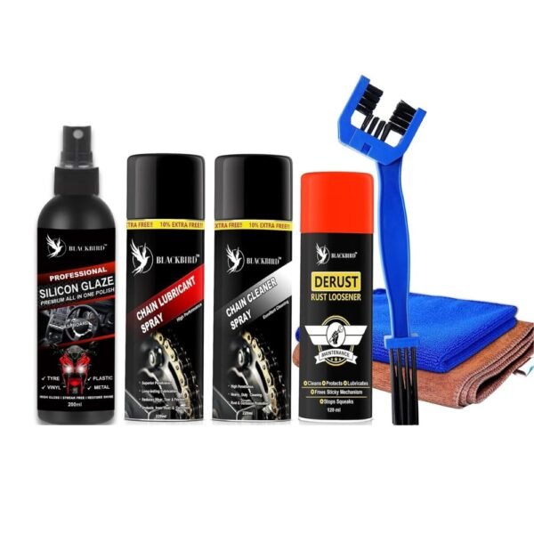 BLACKBIRD Bike Care Kit – Chain Lube, Chain Cleaner, De-Rust & Cleaning Combo