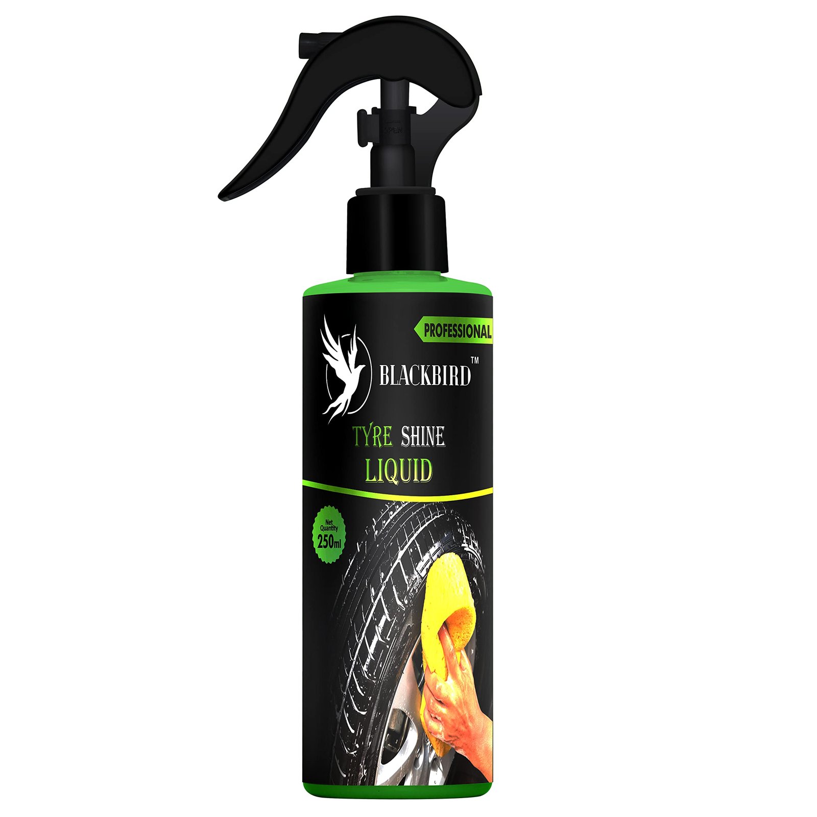 image_1 BLACKBIRD Tyre Shine Liquid 250ml - Professional Grade Tire Dressing & Protectant | Deep Black Gloss for Cars & Bikes - Image 1